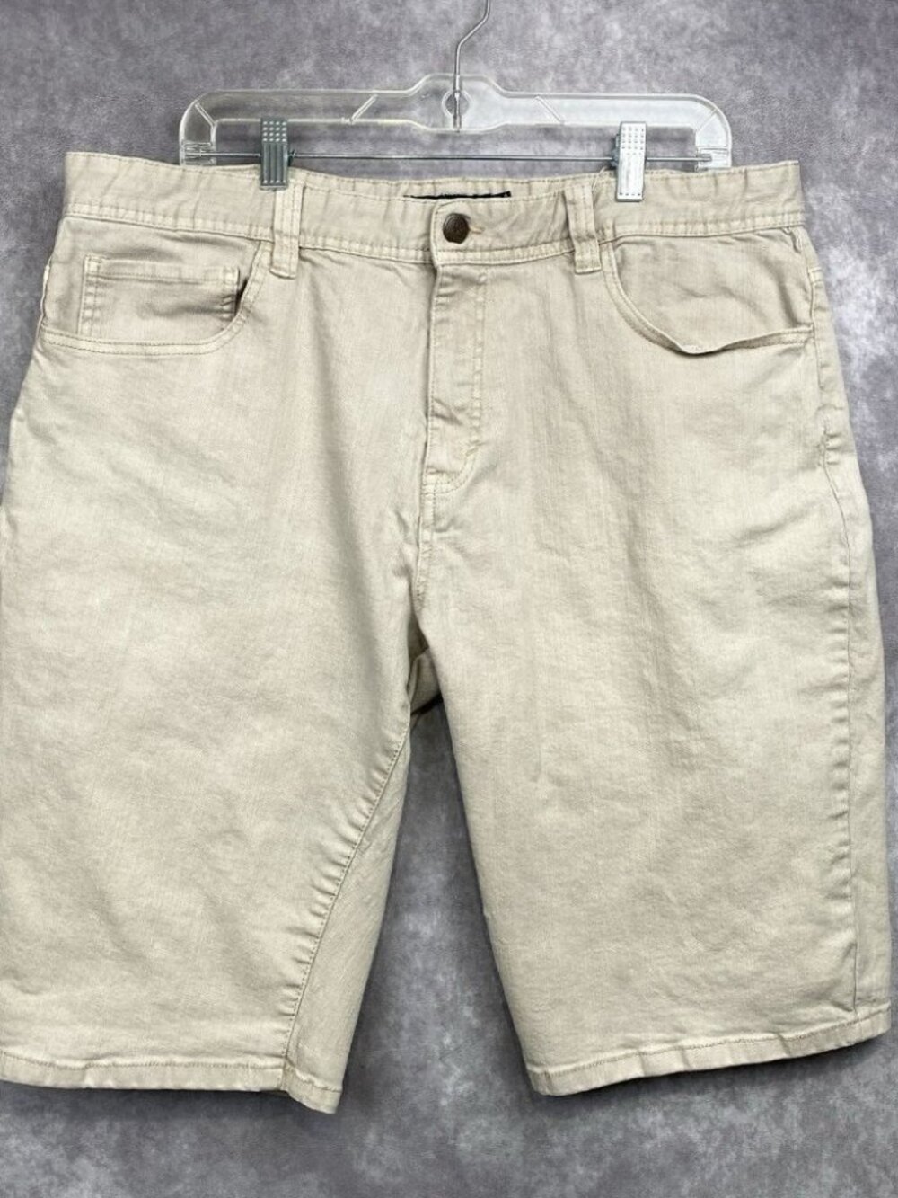 Akademiks Jean Shorts Mens 36 Tan Khaki Denim Casual Stretch Preppy